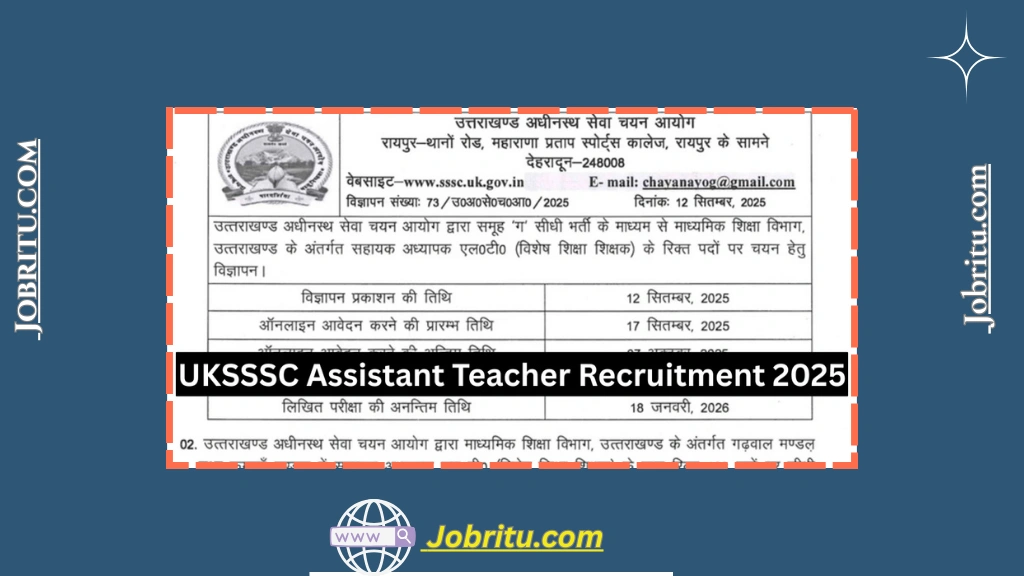 UKSSSC Assistant Teacher Recruitment 2025