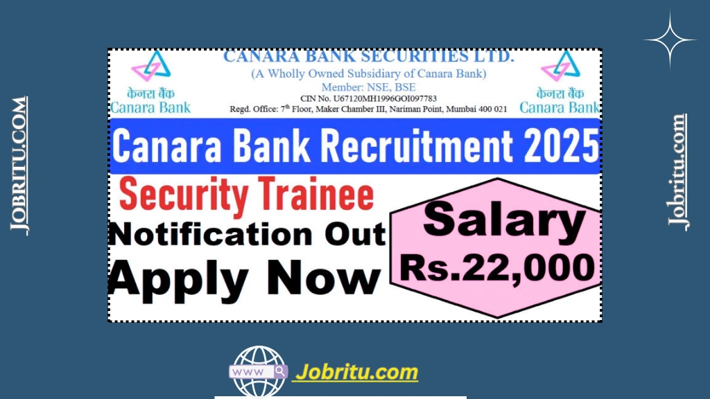 Canara Bank Security Trainee Recruitment 2025